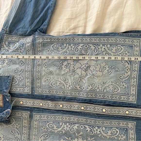 We The Free Denim Blue Patterned Button Down Shirt - Picture 13 of 13